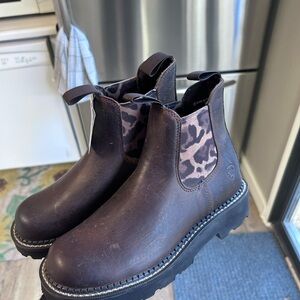 Ariat Fatbaby Brown Leather Boots with Animal Print